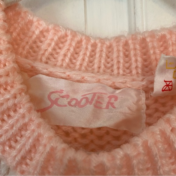 Vintage hand knit pink and white diamond crew neck barbiecore sweater - Picture 4 of 7